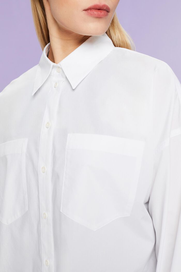Button up-skjorte i bomuldspoplin, WHITE, detail image number 3