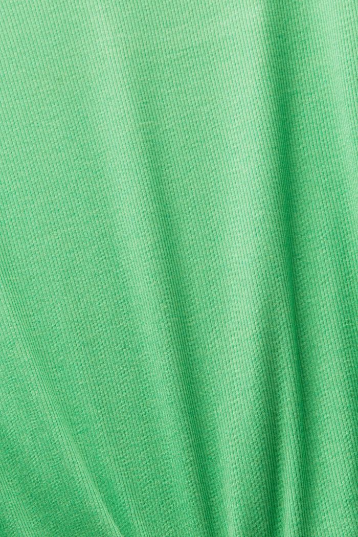 Ribbet T-shirt med V-hals, CITRUS GREEN, detail image number 5