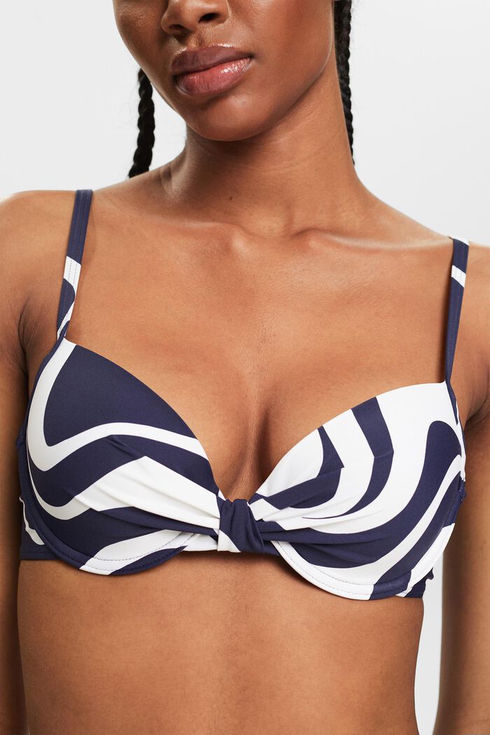 Polstret bikinitop med bøjle og print, NAVY, detail image number 1