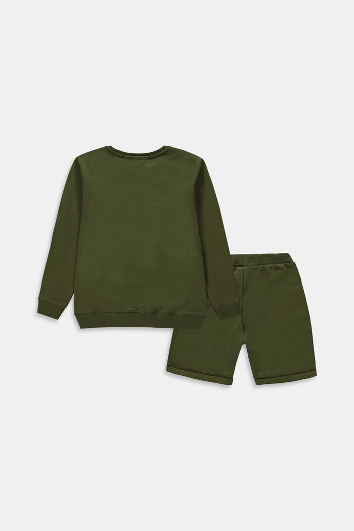 Sæt: pullover og shorts, 100% bomuld, OLIVE, detail image number 1
