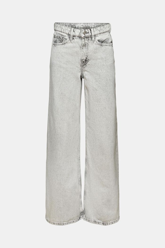 Retro-jeans med høj talje og vide ben, GREY LIGHT WASHED, detail image number 6