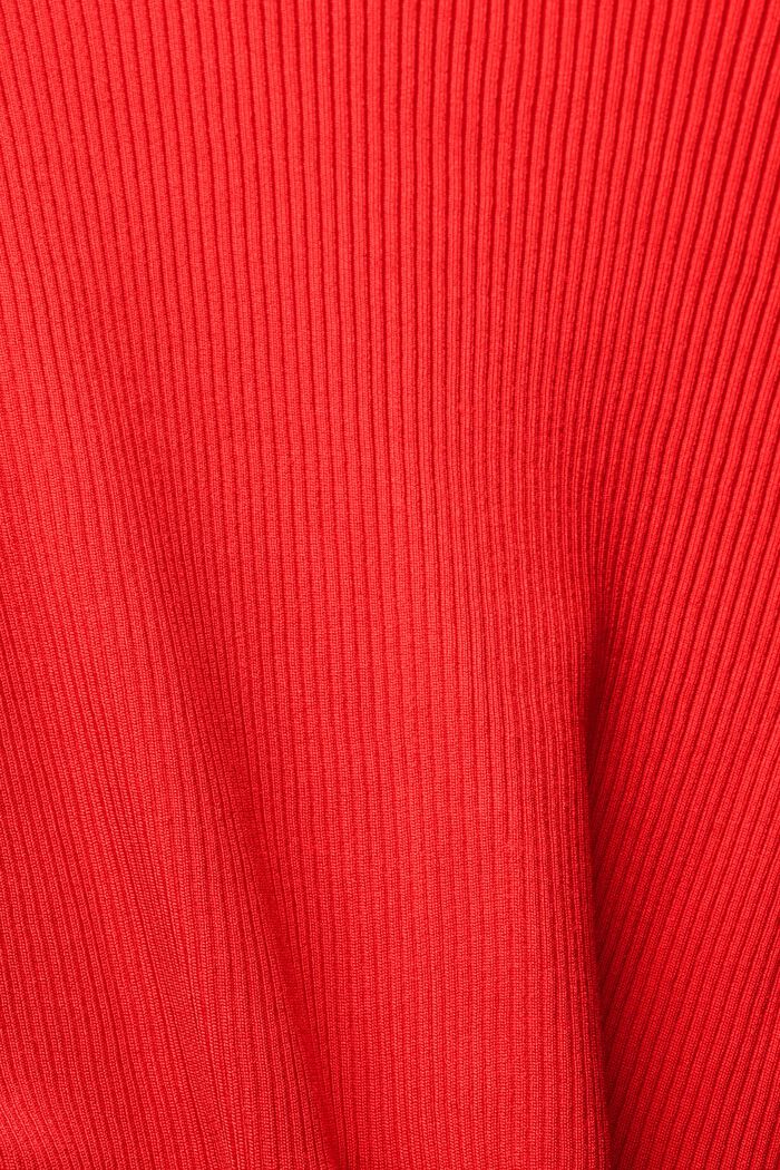 Ribbet cardigan med T-shirt-ærmer, RED, detail image number 4