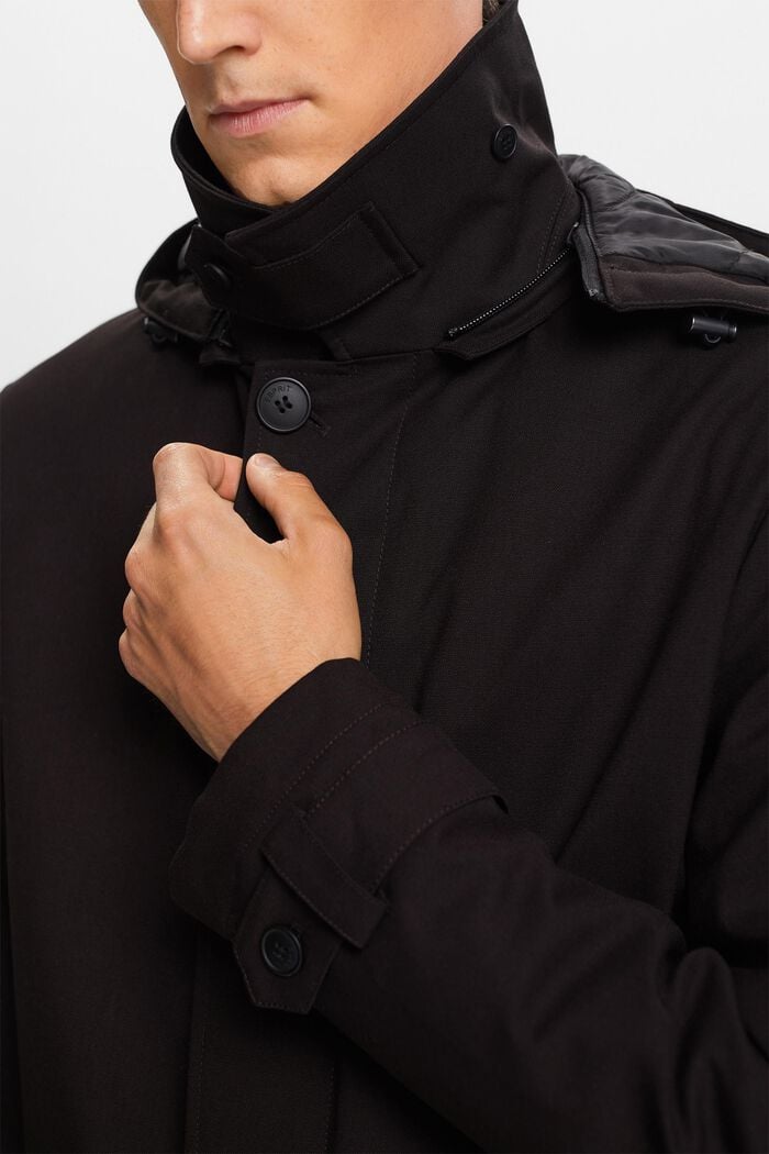Genanvendt: Polstret cottoncoat m. aftagelig hætte, BLACK, detail image number 2