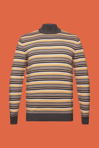 Jacquard-sweater i bomuld med høj hals