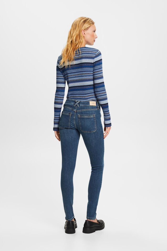 Skinny jeans med mellemhøj talje, BLUE DARK WASHED, detail image number 3