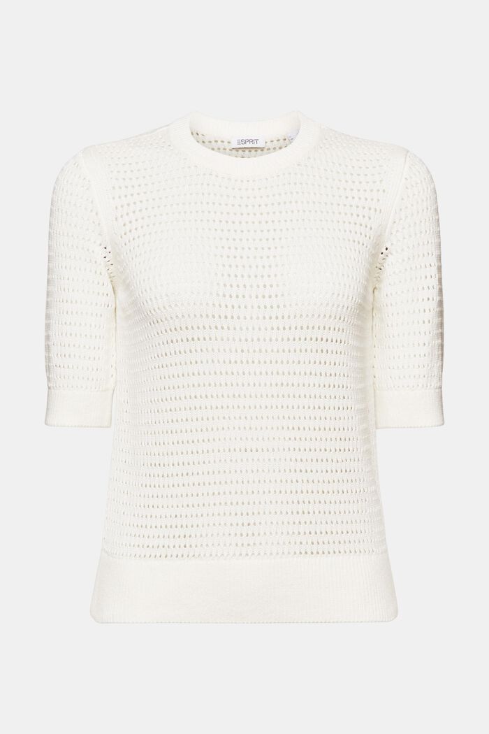Kortærmet sweater i mesh, OFF WHITE, detail image number 6