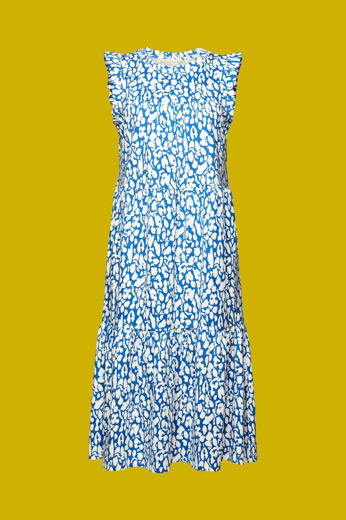 Mønstret midikjole i jersey, 100 % bomuld, BRIGHT BLUE, detail image number 6