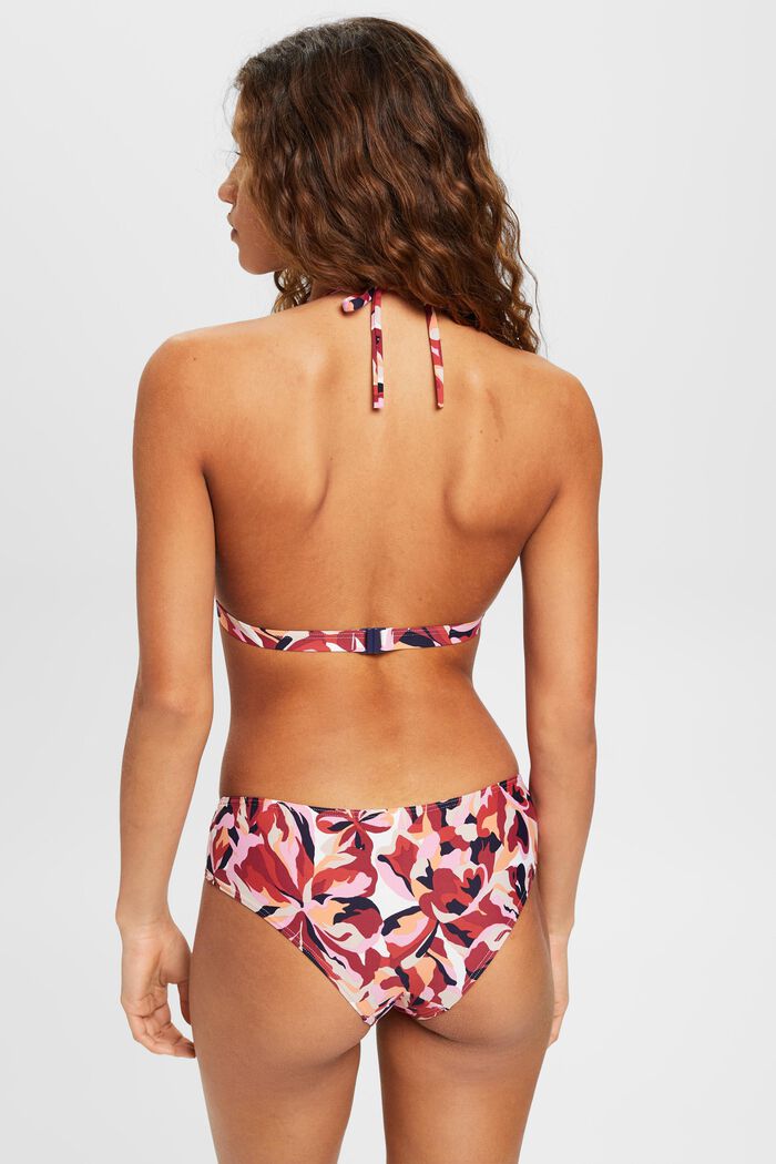 Halterneck-bikinitop med blomsterprint, DARK RED, detail image number 3