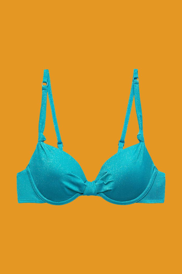 Funklende polstret bikinitop med bøjle, TEAL BLUE, detail image number 4
