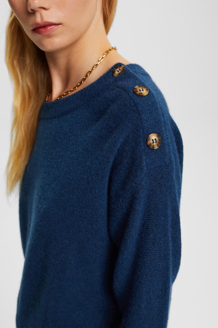 Med uld: stribet pullover, NEW PETROL BLUE, detail image number 0