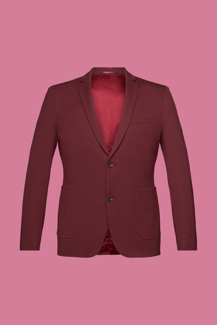 Enkeltradet blazer i piqué-jersey, BORDEAUX RED, detail image number 5