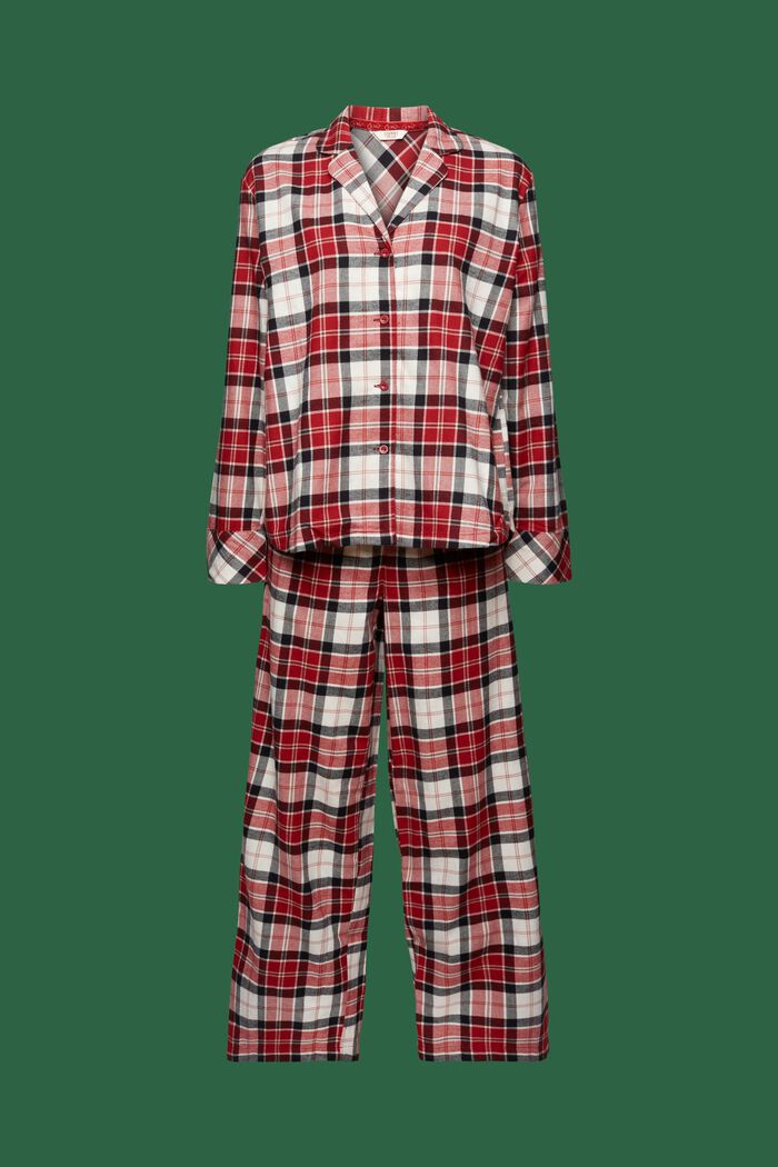 Ternet pyjamassæt i flonel, NEW RED, detail image number 5