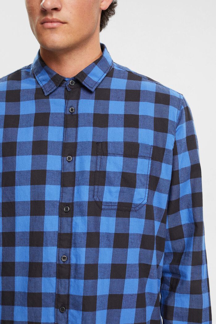 Flonelskjorte med vichytern, i bæredygtig bomuld, BLUE, detail image number 0