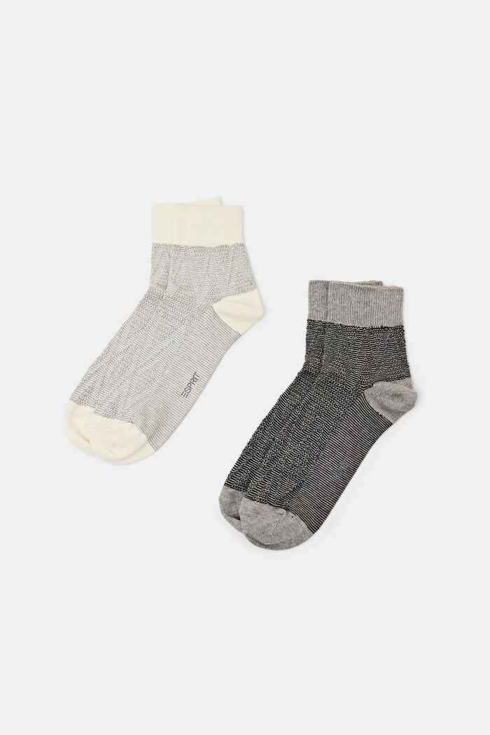 2-pak strukturerede sokker, GREY, detail image number 0