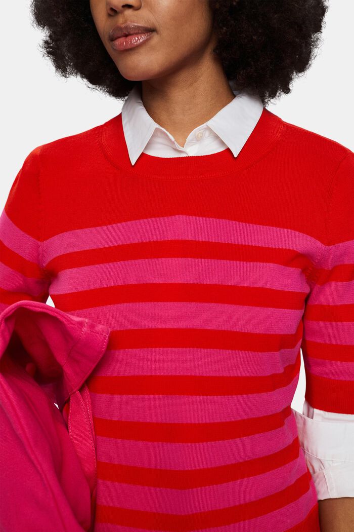 Stribet sweatshirt med rund hals, RED, detail image number 2