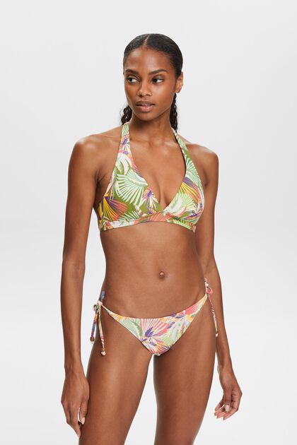 Polstret halterneck-bikinitop med print