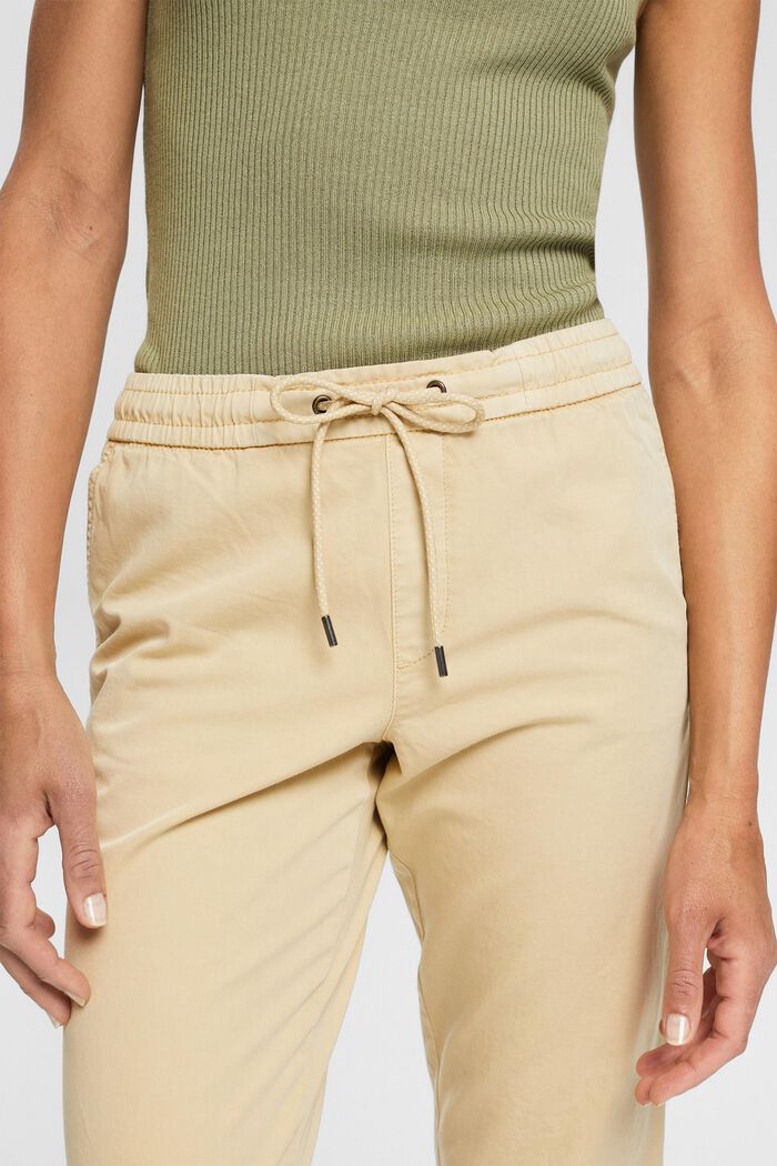 Bukser med indvendig snor i taljen, af pimabomuld, SAND, detail image number 0