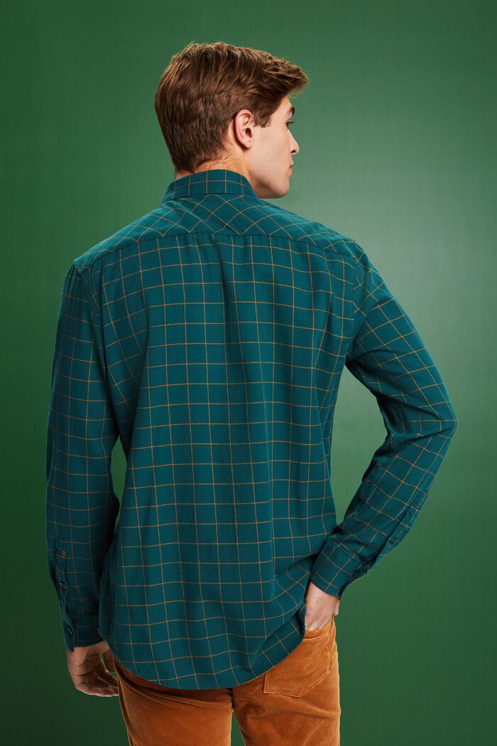 Ternet regular fit-skjorte i flonel, EMERALD GREEN, detail image number 2