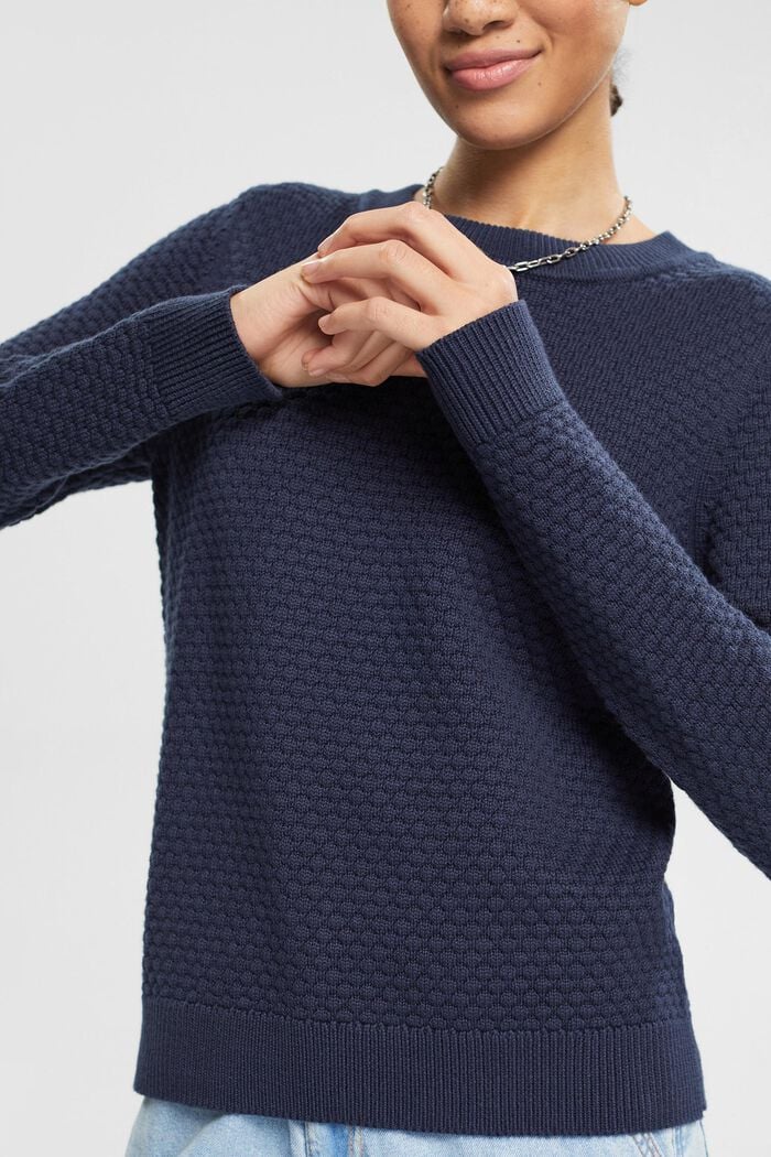 Sweater i strukturstrik, NAVY, detail image number 2