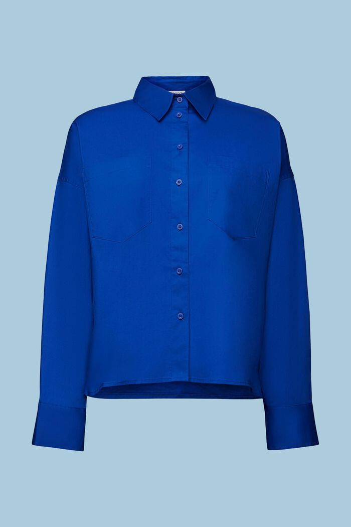 Button up-skjorte i bomuldspoplin, BRIGHT BLUE, detail image number 6