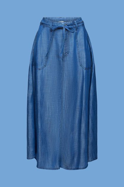 I TENCEL™: Midi-nederdel i denimlook