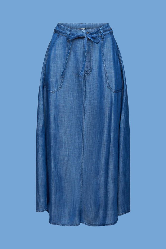 I TENCEL™: Midi-nederdel i denimlook, BLUE MEDIUM WASHED, detail image number 6