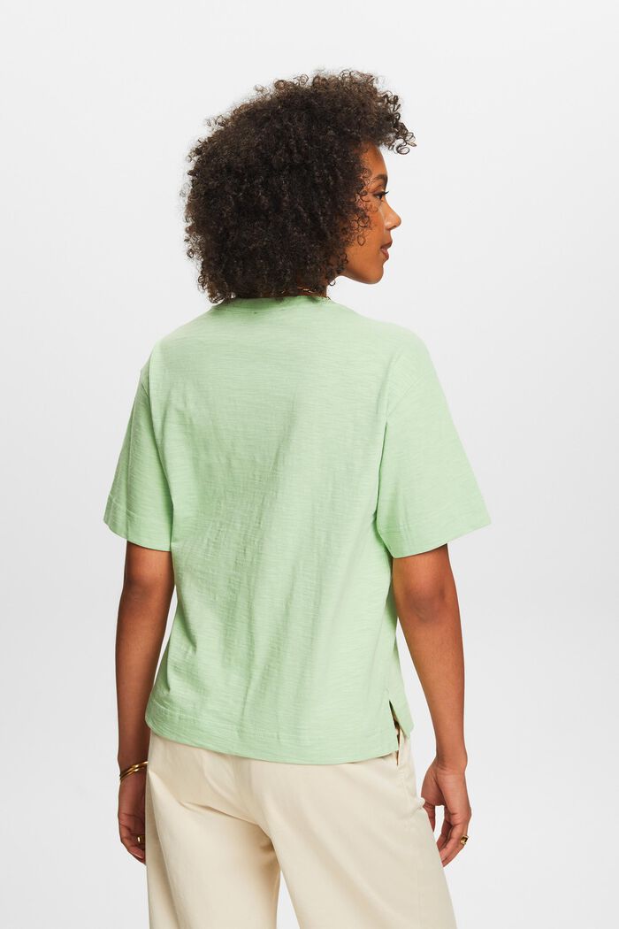 Slub-T-shirt med V-hals, LIGHT GREEN, detail image number 2