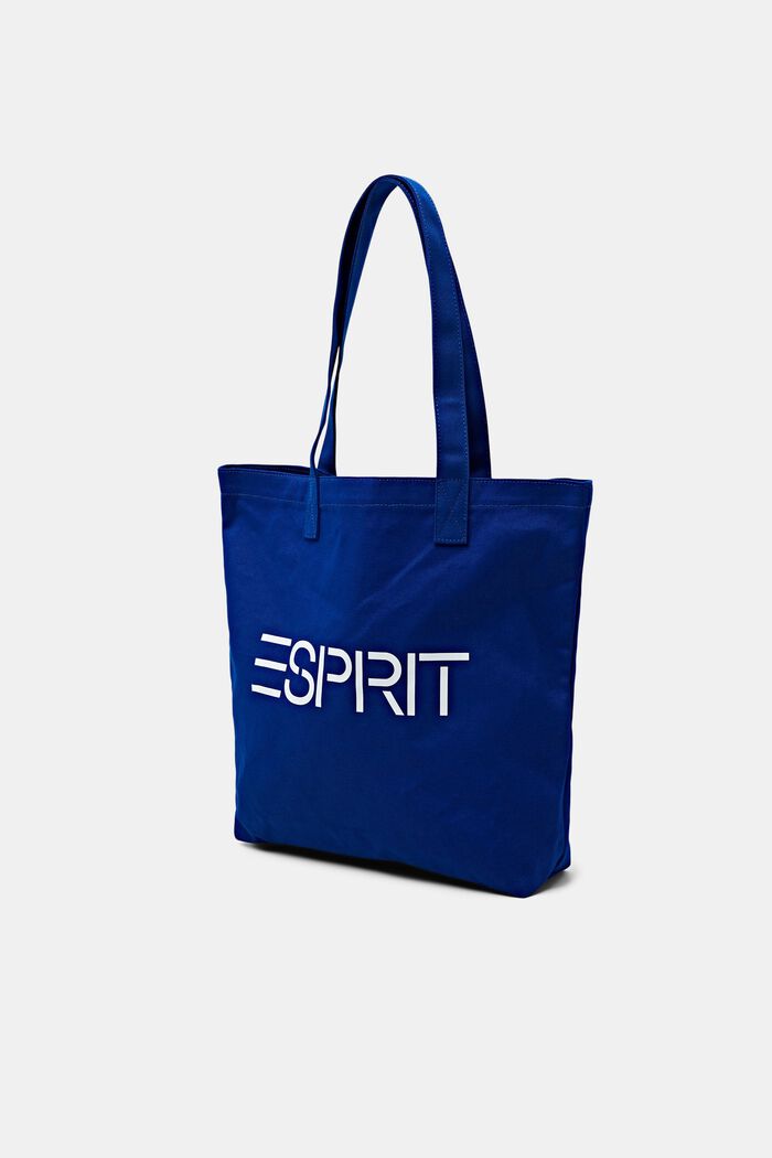 Shoppingtaske i canvas med logo, BRIGHT BLUE, detail image number 2