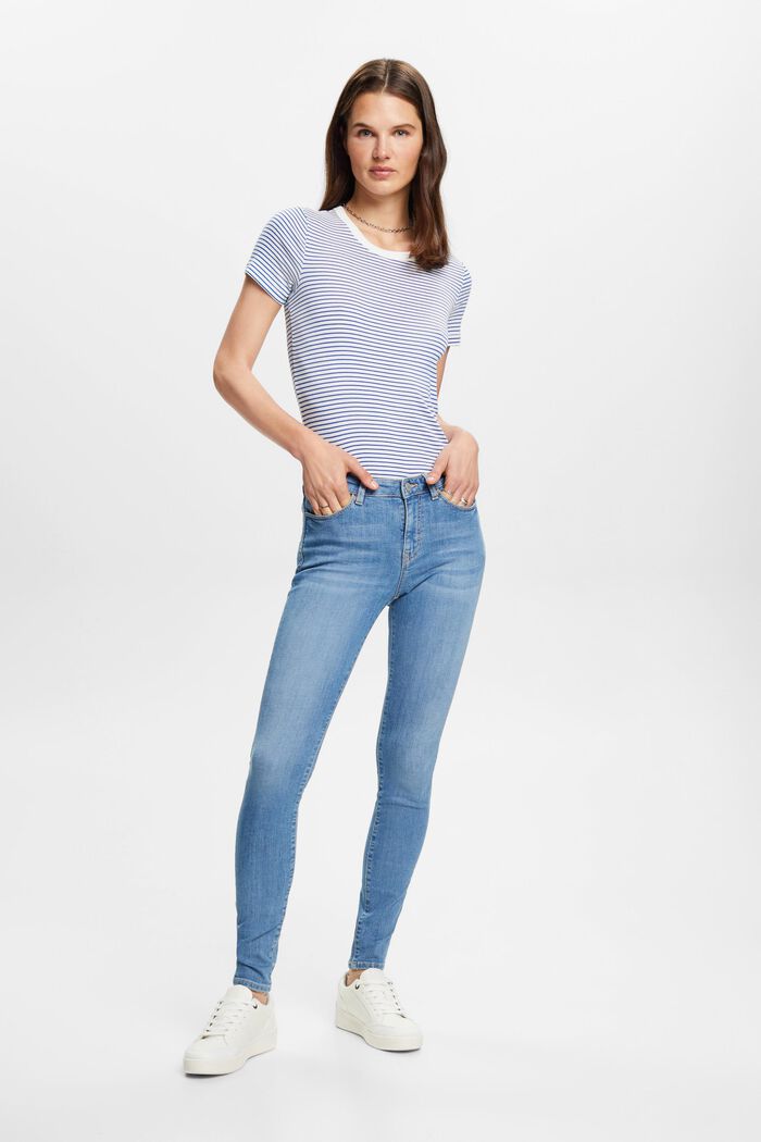 Skinny jeans i bæredygtig bomuld, BLUE LIGHT WASHED, detail image number 4
