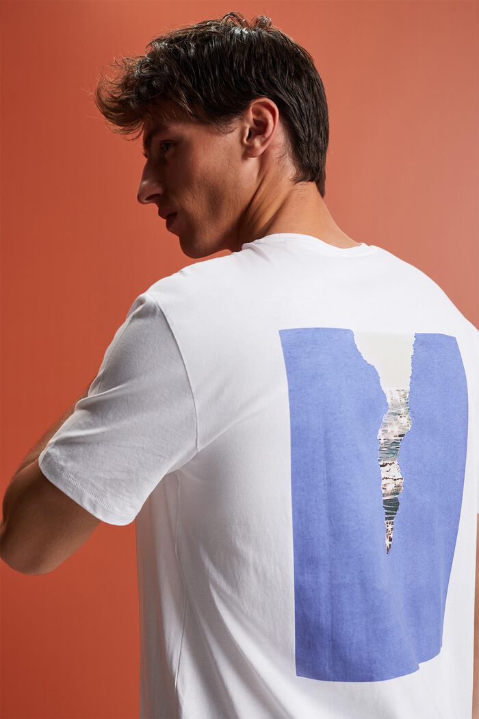 Jersey-T-shirt med print på ryggen, 100 % bomuld, WHITE, detail image number 4