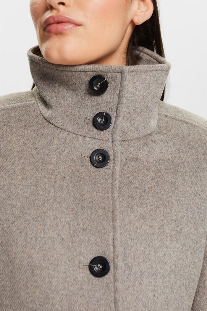 Frakke i børstet uld, TAUPE, detail image number 3