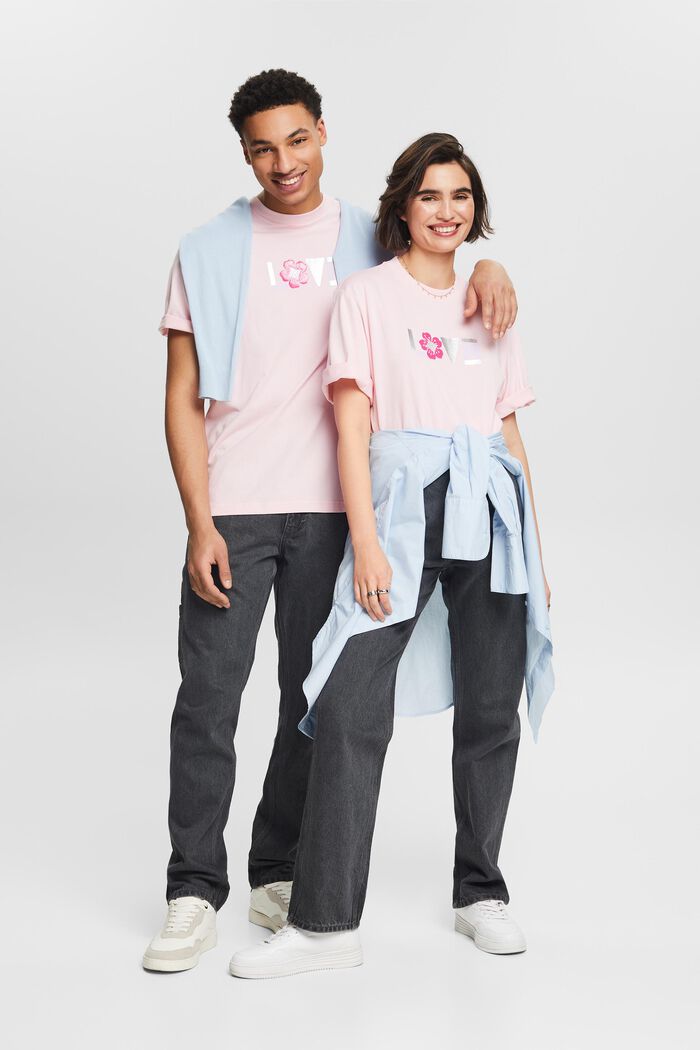 Unisex T-shirt i pimabomuld med print, PASTEL PINK, detail image number 6