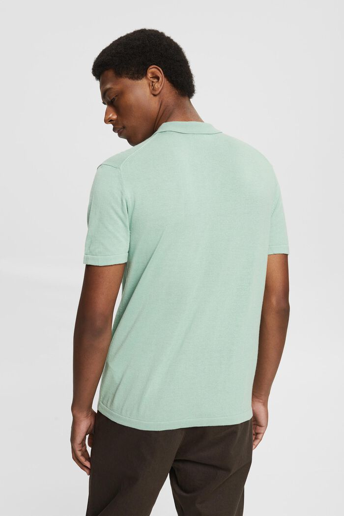 Med TENCEL™: poloskjorte i strikket look, LIGHT GREEN, detail image number 3