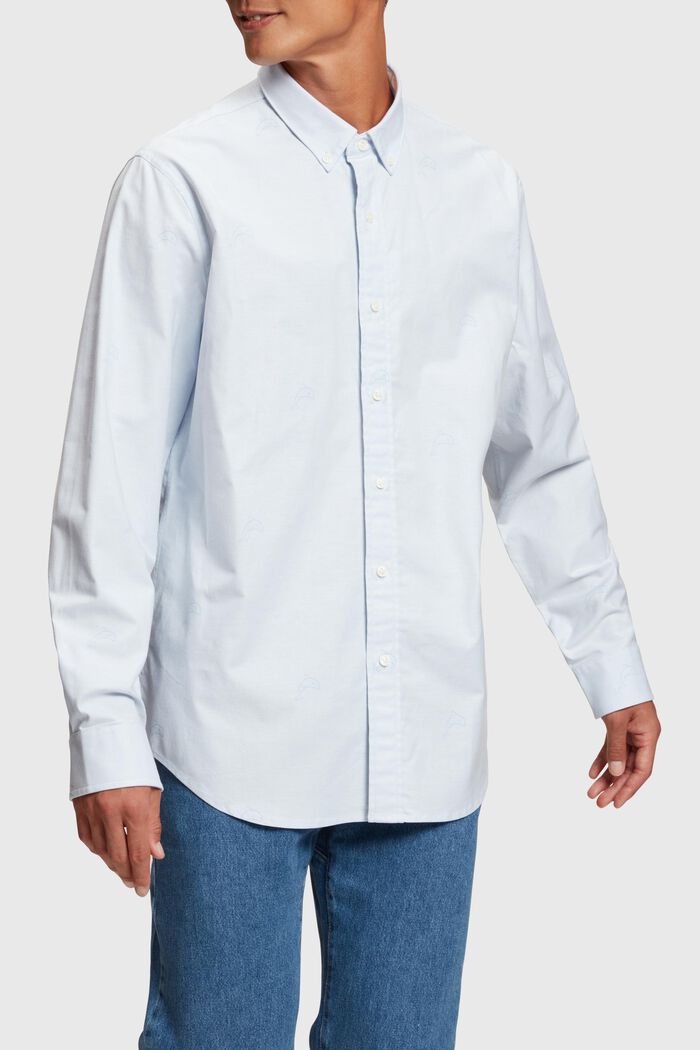 Oxfordskjorte i relaxed fit med alloverprint, LIGHT BLUE, detail image number 0
