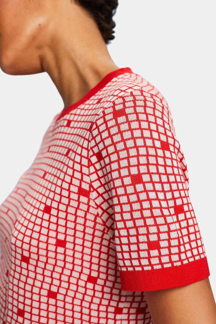 Jacquard-sweatshirt med rund hals, RED, detail image number 3