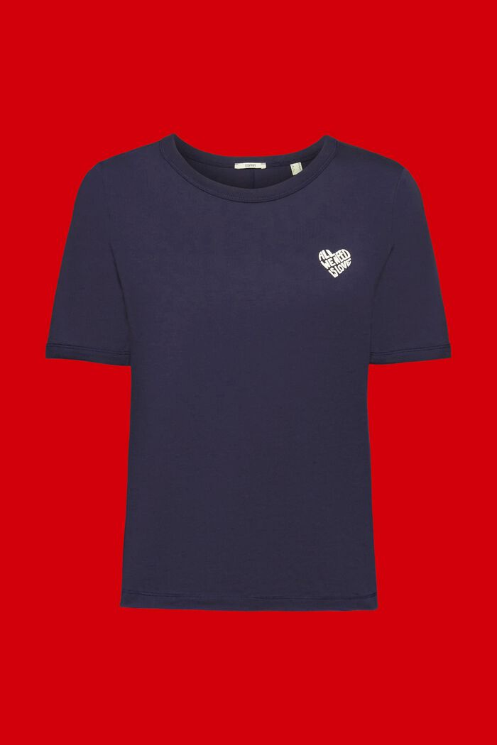 Bomulds-T-shirt med hjerteformet logo, NAVY, detail image number 5