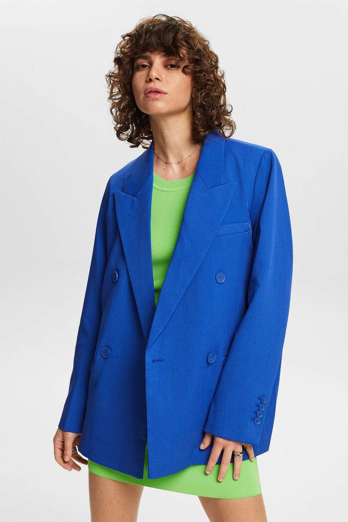 Dobbeltradet blazer, BRIGHT BLUE, detail image number 0