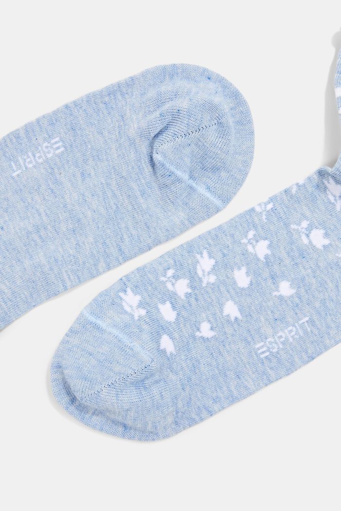 Pakke med 2 par korte sokker med blomstermønster, JEANS, detail image number 1