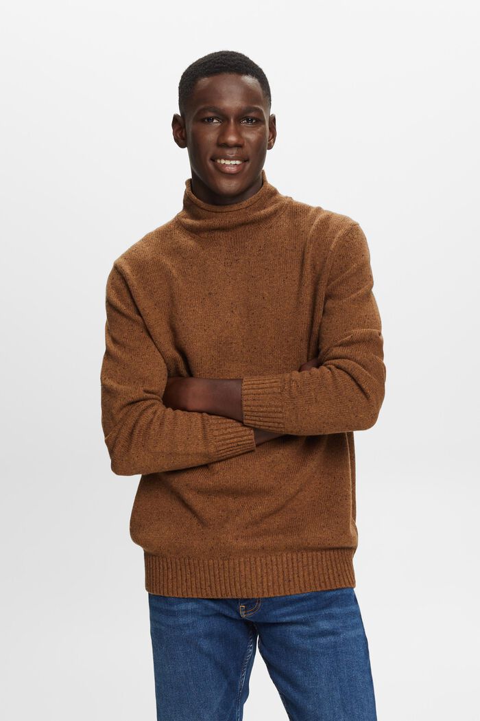 Sweater i uldmiks med høj hals, BARK, detail image number 2