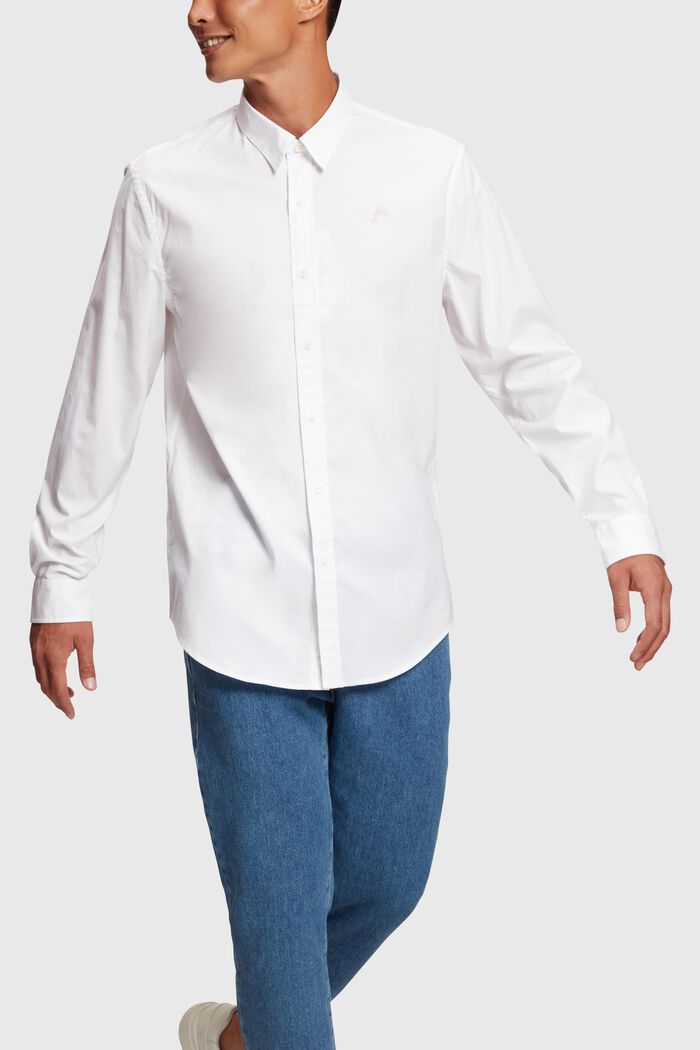 Poplin-skjorte i slim fit med delfinmærke, WHITE, detail image number 0