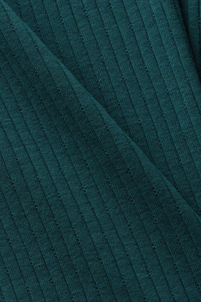 Pointelle-T-shirt med dyb rund halsudskæring, EMERALD GREEN, detail image number 5