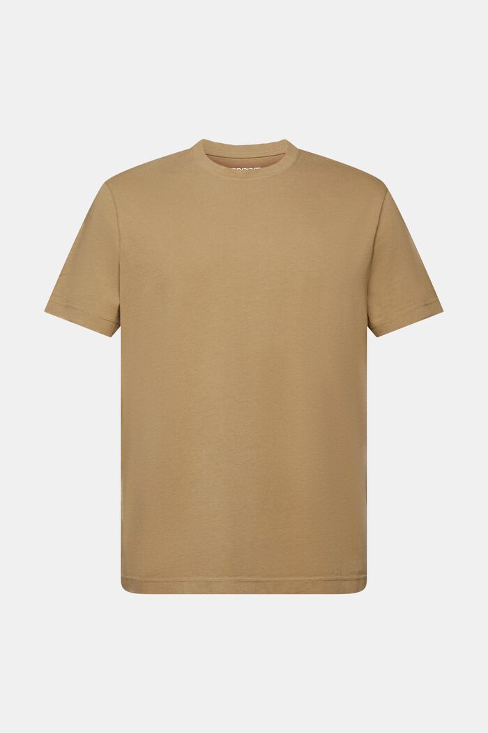 Jersey-T-shirt med rund hals, 100 % bomuld, KHAKI GREEN, detail image number 6