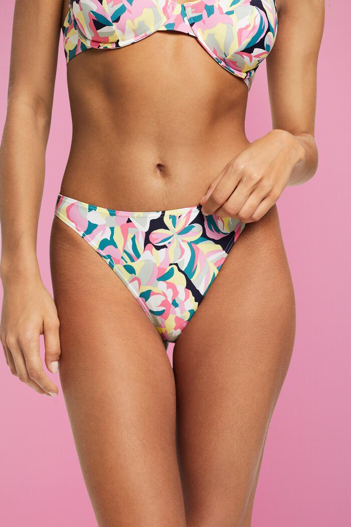 Carilo beach-bikinitrusser med blomsterprint, NAVY, detail image number 1