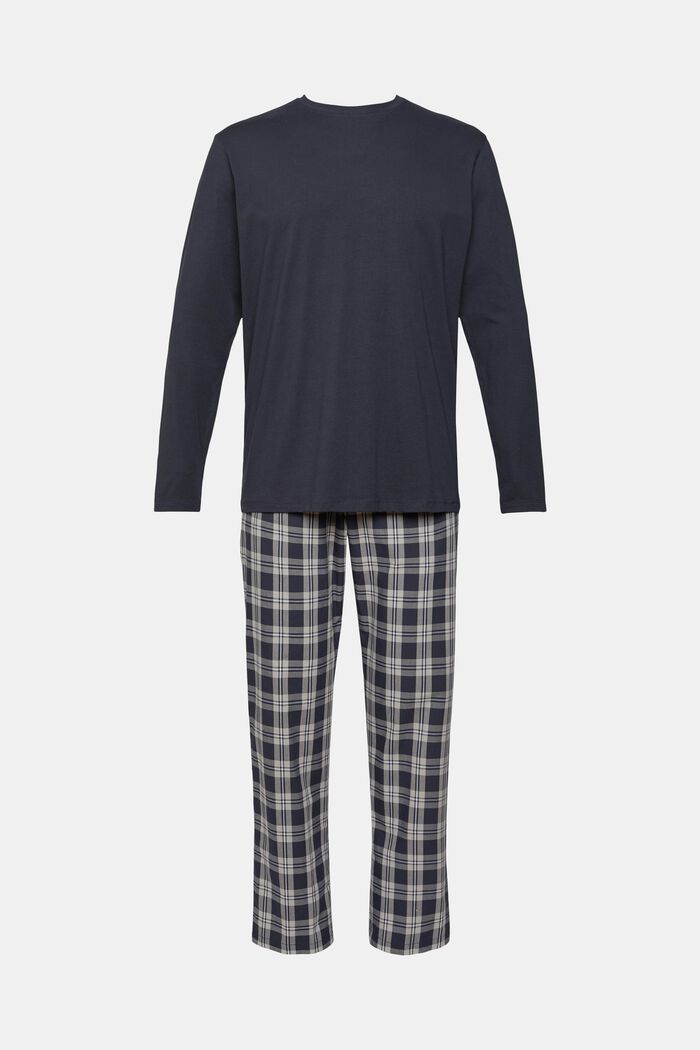 Pyjamas med ternede bukser, NAVY, detail image number 6