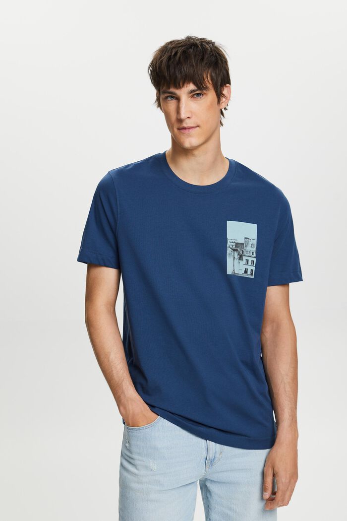 T-shirt med print på for- og bagside, GREY BLUE, detail image number 0