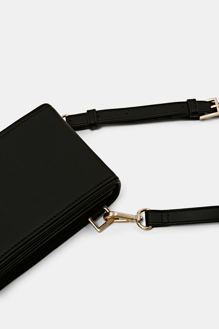 Lille crossbody-mobiltaske i kunstlæder, BLACK, detail image number 1
