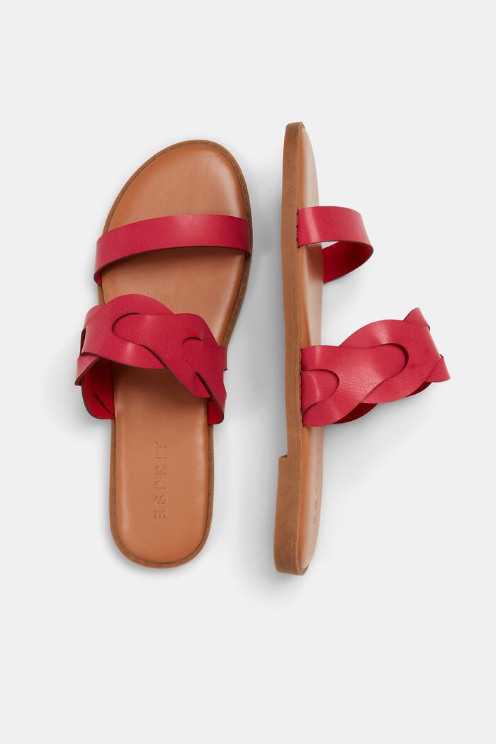 Flettede slippers i vegansk læder, PINK FUCHSIA, detail image number 5