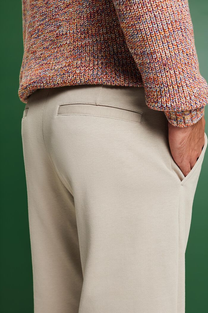 Bukser i strikket piqué-jersey, BEIGE, detail image number 4