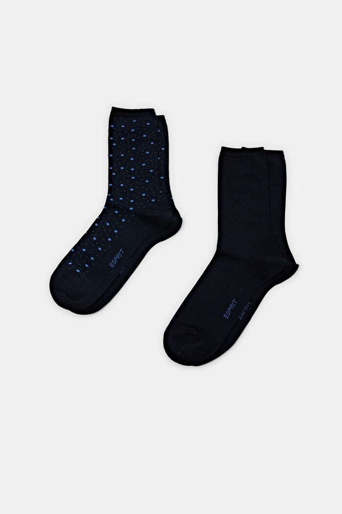 Pakke med 2 par sokker, økologisk bomuld, MARINE, detail image number 1