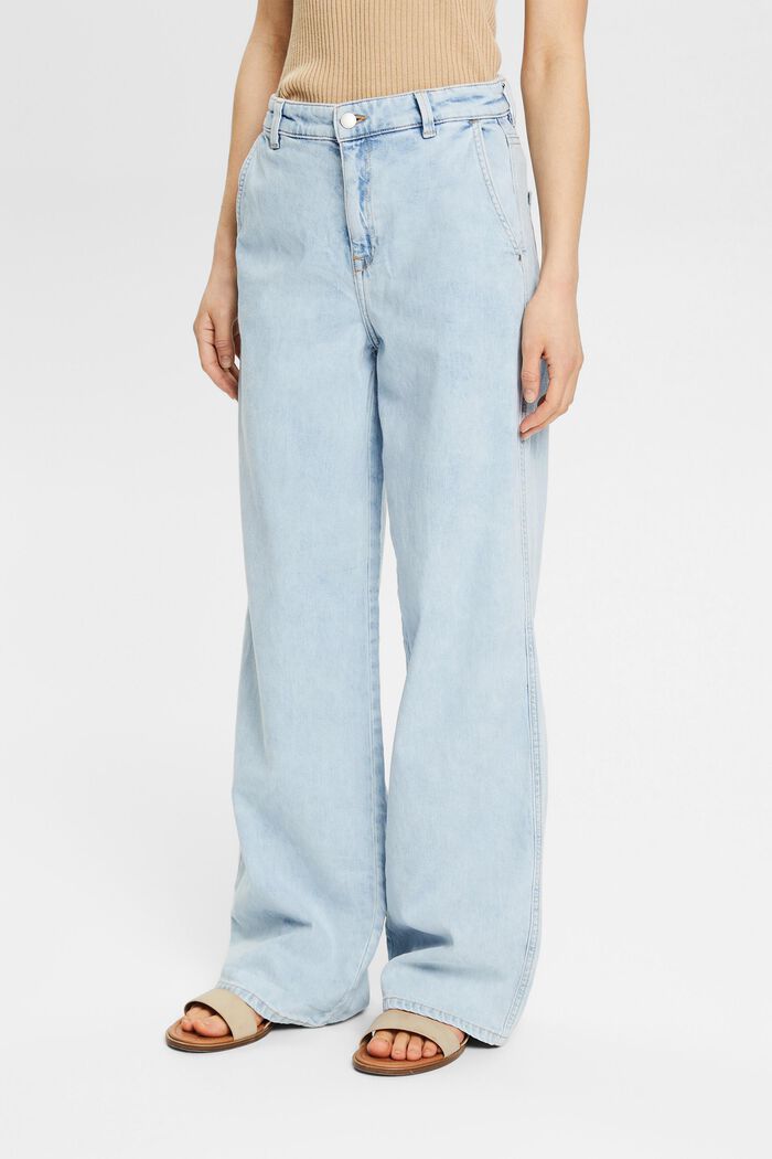 Jeans med bukseben med vidde, økologisk bomuldsblanding, BLUE LIGHT WASHED, detail image number 0